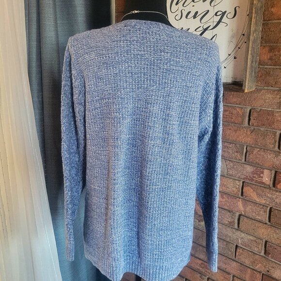 Jeanne Pierre Lovely Round Neck, Heather Blue Cable Knit Sweater - Size L - Picture 6 of 10